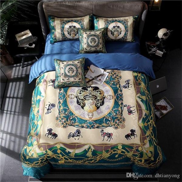 

благородный суд дизайн постельного белья красочные печати  king size bed cover для мужчин и женщин 6pcs наборы пододеяльник set