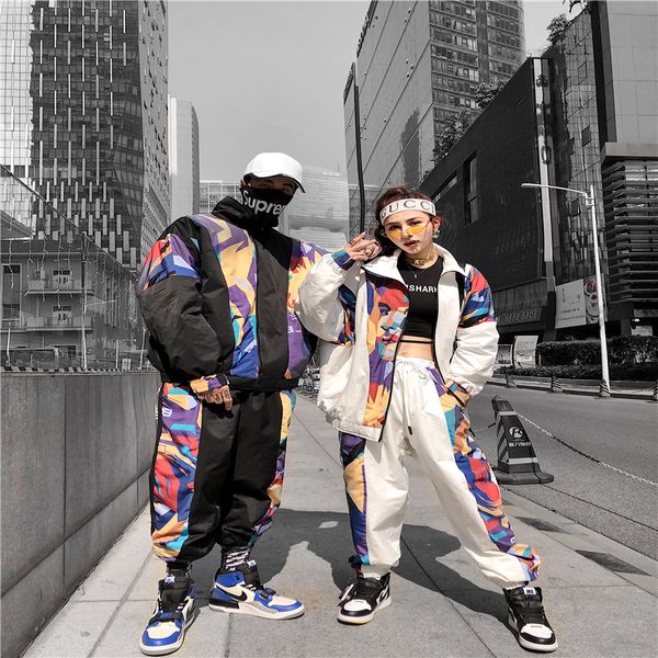 

19fw the spring of 2019 the new hip hop splicing school students suit sport suit fashionable sweethearts outfit, Gray