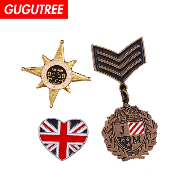 

gugutree brooch breastpin love heart star army rank patch badges applique patches for clothing hh-99, Black