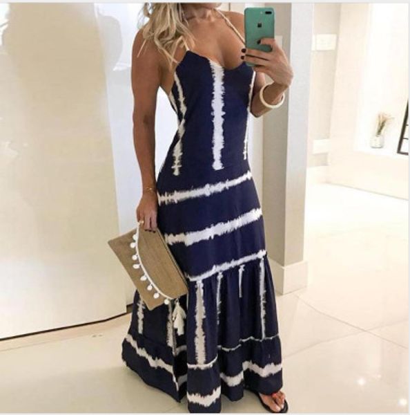 

womens 2020 sleeveless beach dresses new arrival summer women printed dresses quality women clothing 12 colors size ph-yf203124, Black;gray