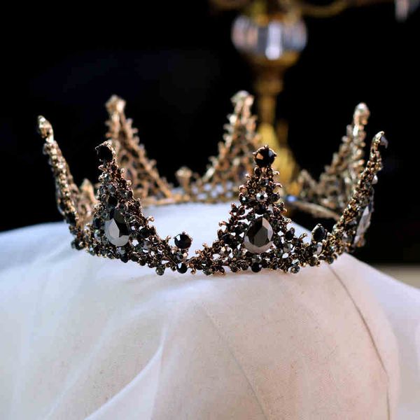 

amanda novias baroque style retro fashion simple birthday female crown made old bride black wedding dress accessories, Golden;white