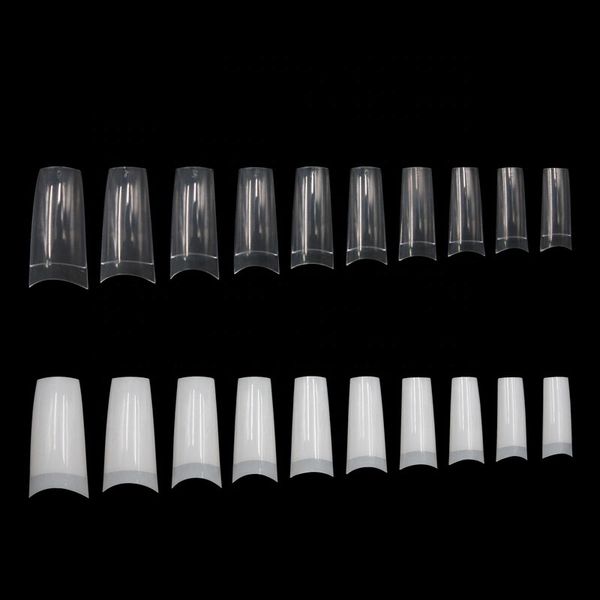 

tapered square nail tips gel salon acrylic french half cover false tip nails, Red;gold