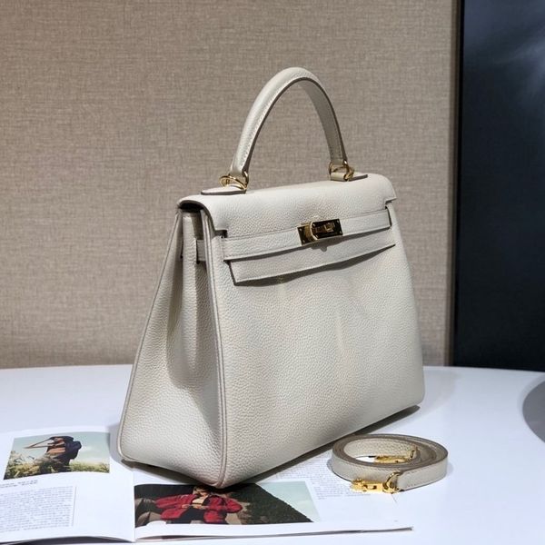 

sellling hand-stitched imported german togo calfskin series designer luxury tote bag ladies handbag wallet milkshake white