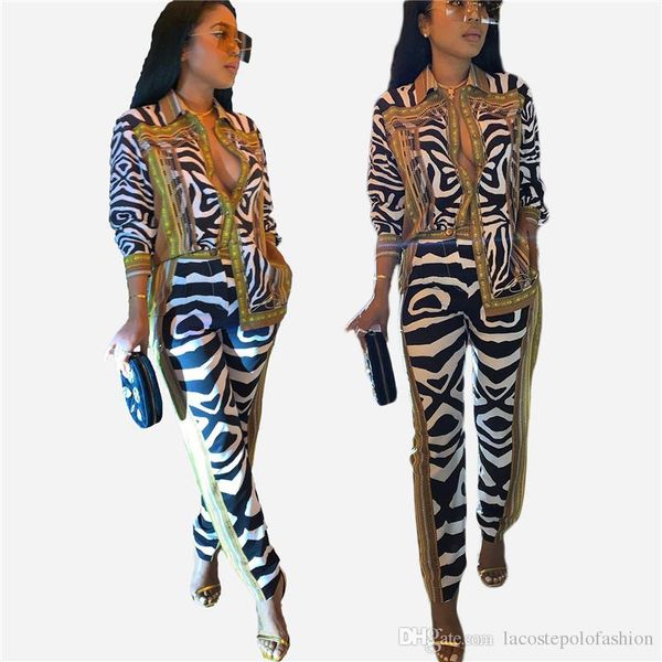 

striped print womens 2pcs suits luxury gold panelled fashion wide legged pants designer shirts casual suits, White