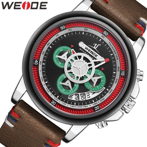 

weide men watch leather strap watch men waterproof male relogio masculino sports digital casual men's watches, Slivery;brown