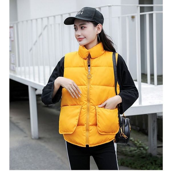 

2019 new female winter vest cotton short vest cotton padded bread loose jacket wild clothing women parka jacket, Black;white