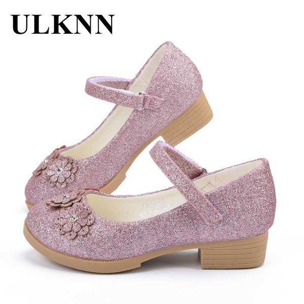 

ulknn girls shoes for party children sandals princess for kids flower leather glitter rhinestone pink baby girl kids shoe y200619, Black;red