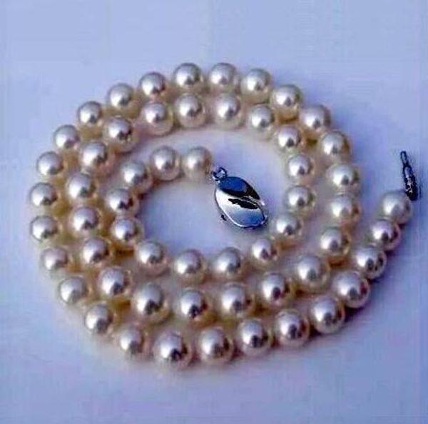 

18 "9-10mm mar del sur collar de perlas blancas, Silver