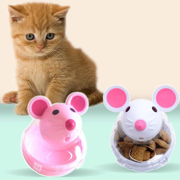 

cat leak toys pet feeder toy cat mice shape rolling leakage dispenser bowl playing training educational toys for cats