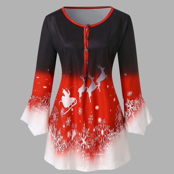 

blusas mujer de moda 2019 fashion christmas womens plus size printed blouses keyhole shirts, White