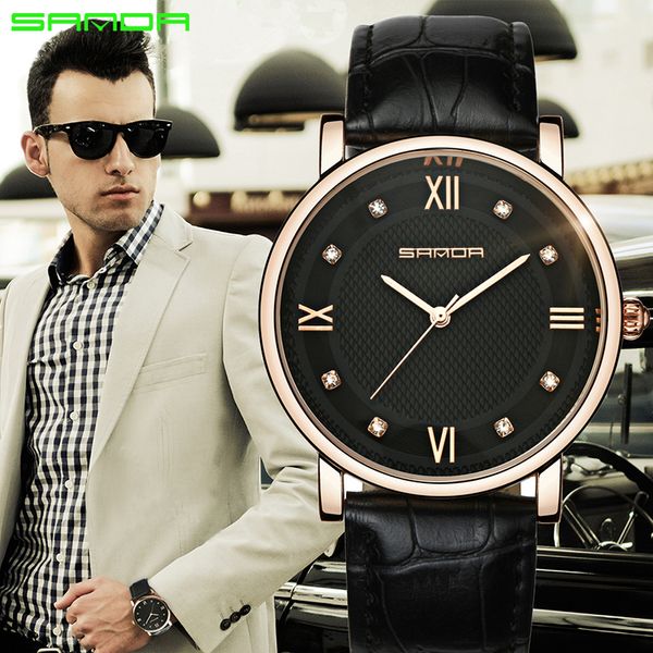 

watch men fashion casual business watch waterproof leather bracelet clock geneva dress watches 2019 new erkek kol saati, Slivery;brown