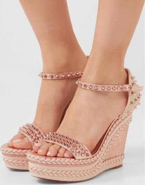 

perfect quality bridal red bottom marpop wedges high heels sandals ladies slingback wedding party shoes ankle strap women luxury35-42, Black