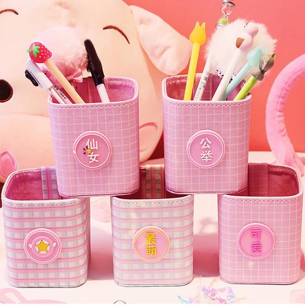 

manicure art brush pen holder faux leather storage box cosmetic organizer cups