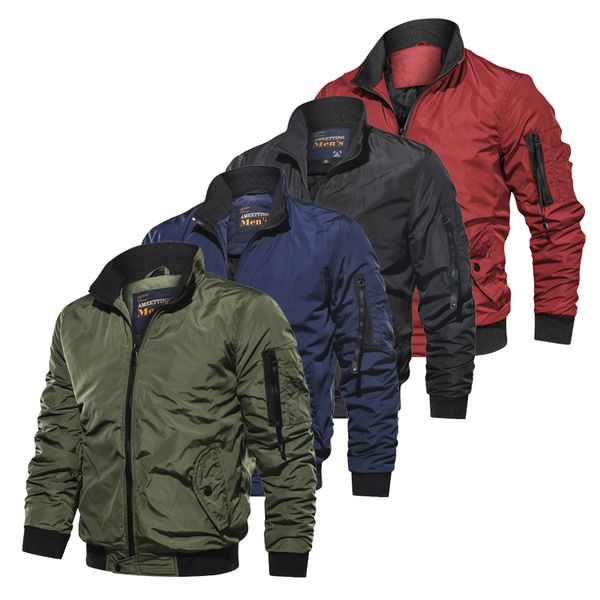 

2019 jackets men spring autumn winter cotton windbreaker pilot coat army men's bomber cargo flight jackets male clothes, Camo;black