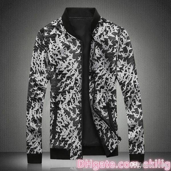 

designer brand p men skulls casual printed white crane casual coat mens fashion luxury fitness clothing asia size m-5xl, Black;brown