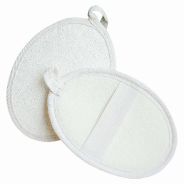 

4pcs/lot 11x15cm white oval natural loofah shower brush exfoliating shower gloves