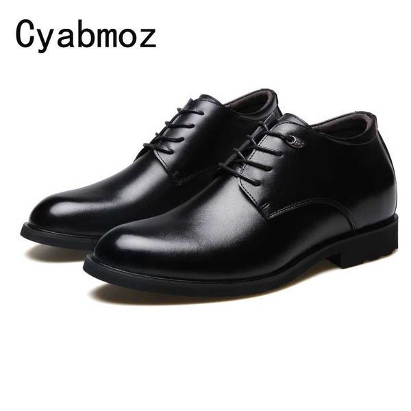

men black casual shoes 6cm height increasing split leather fashion men sneakers with breathable hidden elevator shoes homme