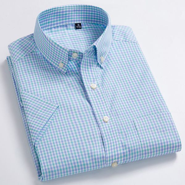 

men shirt short sleeve 100% pure cotton summer checker korean ultra-thin slim mens shirt casual slim fit half-sleeved, White;black