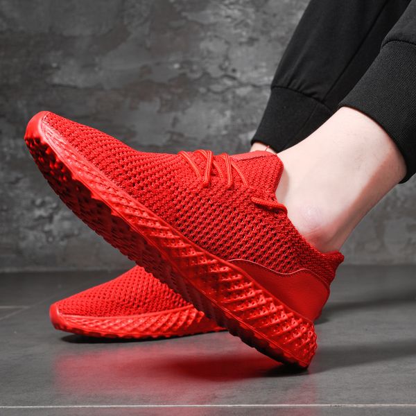 

summer running sport shoes men mesh breathable men sneakers lace up non-slip shoes male casual comfortable men's, Black