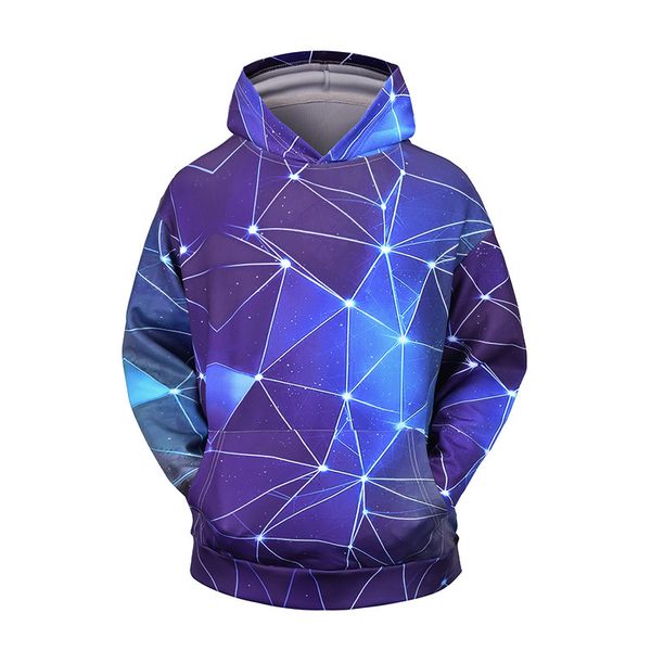 

2019 autumn new star digital print hoodie men's 3d printed sweater long sleeve, Black