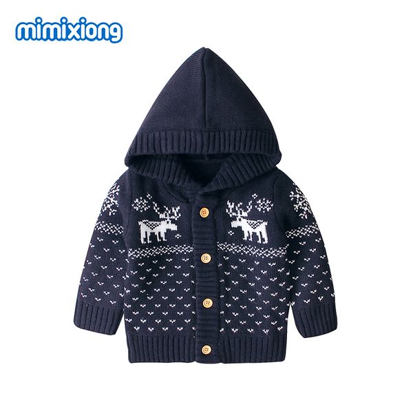 

baby christmas sweaters cardigans winter hooded long sleeve newborn boys girls knitted jackets winter warm toddler clothes 0-2ys, Blue