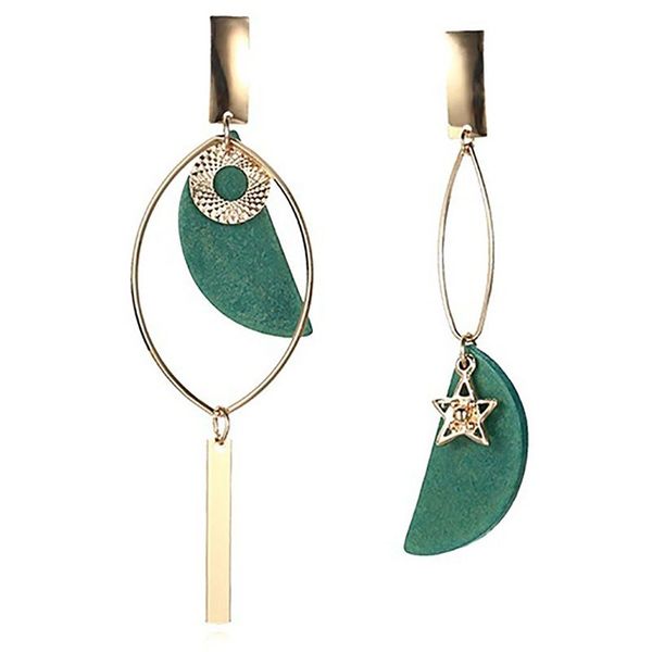 

women fashion asymmetry design long dangle leaves stud earrings jewelry, Silver