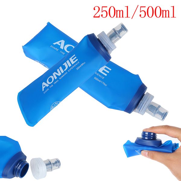 

2019 new tpu folding 250ml 500ml soft flask folding collapsible water bottle for running camping hiking