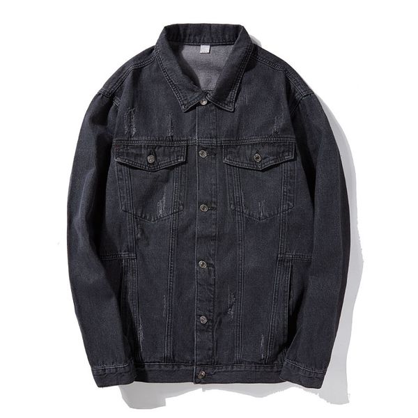 

oversized thick denim jackets coat hoody men women casual male fashion autumn warm denim jacket, Black;brown