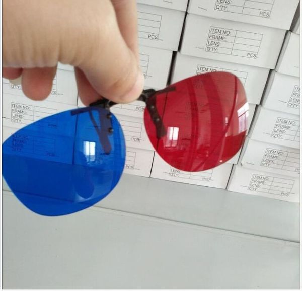 

red and blue glasses, near clip type, can hang 3d stereo glasses, White;black