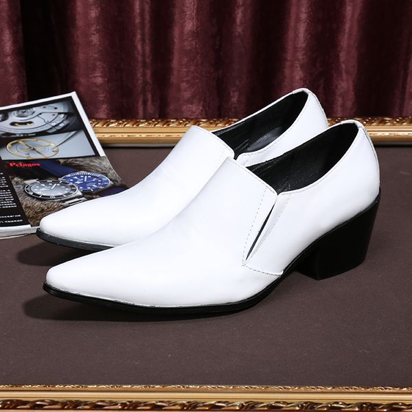 

2019 mens summer fashion party wedding dress shoes white leather business causal loafers man, Black
