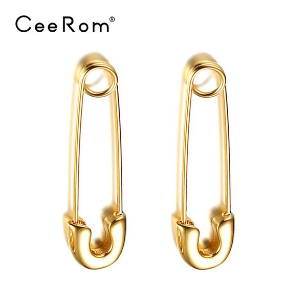 

ceerom pin shape long dangle earrings gold color stainless steel earings drop earrings for women earring jewelry brinco, Silver
