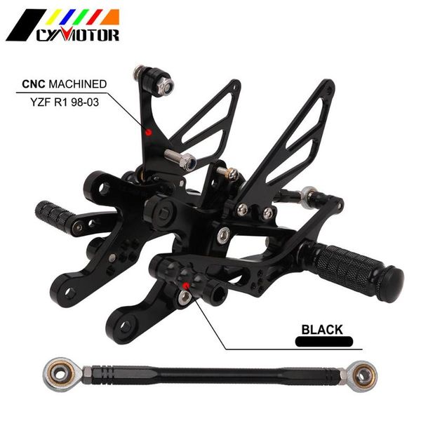 

motorcycle cnc accessories adjustable foot pegs rear set footpegs footrests for yzf-r1 yzfr1 yzf r1 1998-2001 2002 2003