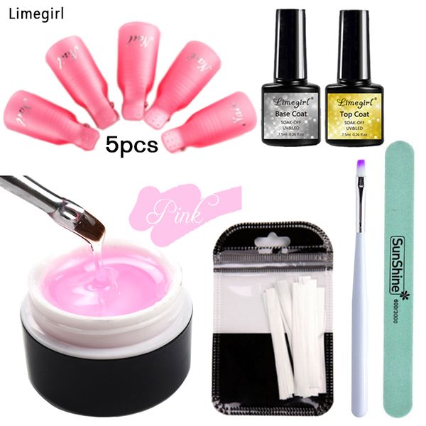 

poly extension gel quick building gel nail polish for nail art manicure tools set base coat fiberglass poygel kit limegirl, Red;pink