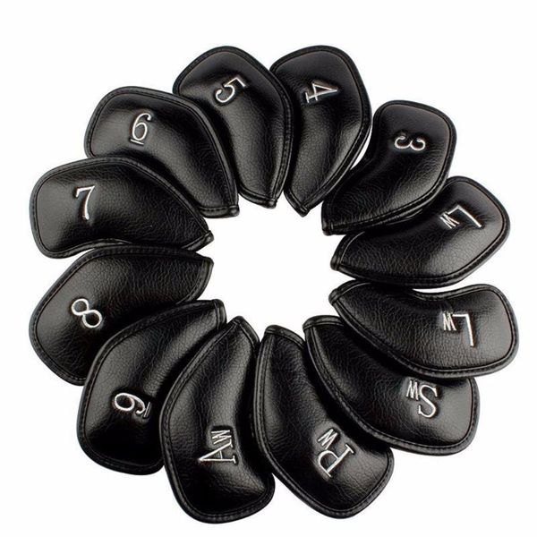 

hobbylane 12pcs/set exquisite pu golf club iron head covers protector golf head cover sets iron club cover accessories