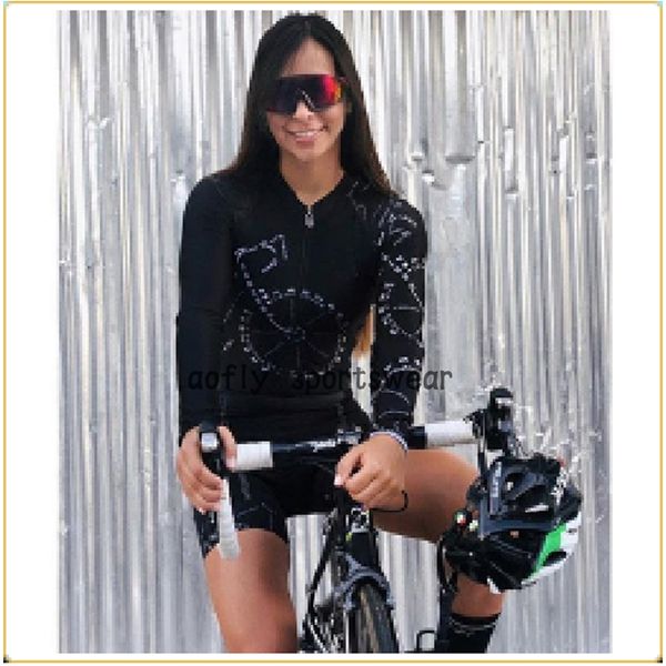 

aofly long sleeved cycling jersey skinsuit 2020 women go pro mtb bike clothing opa ciclismo hombre jumpsuit 9d gel pad skinsuit, Black;blue
