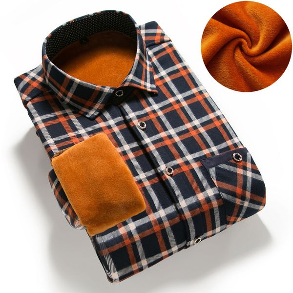 

winter new plus velvet thickening business casual warm shirt multi-color variety of men's shirts, White;black