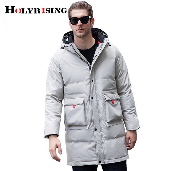 

2019 new winter coat men's long parka coat hooded winter jacket thick cotton fashion jacket 18989-5, Tan;black
