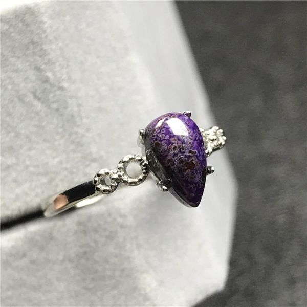 

top natural royal фиолетовый sugilite кольцо для женщин lady кристалл 9x5mm бусины камень серебро мода регулируемая кольцо ювелирных изделий, Golden;silver