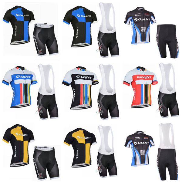 

giant summer cycling jersey set breathable team racing sport bicycle jersey men cycling clothing short sleeve mtb bike sportswear c2807, Black;red