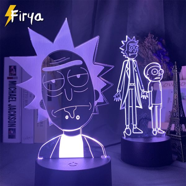 

firya rick and morty 3d led night light for kids bedroom decorative light baby child christmas gift color changing room lamp