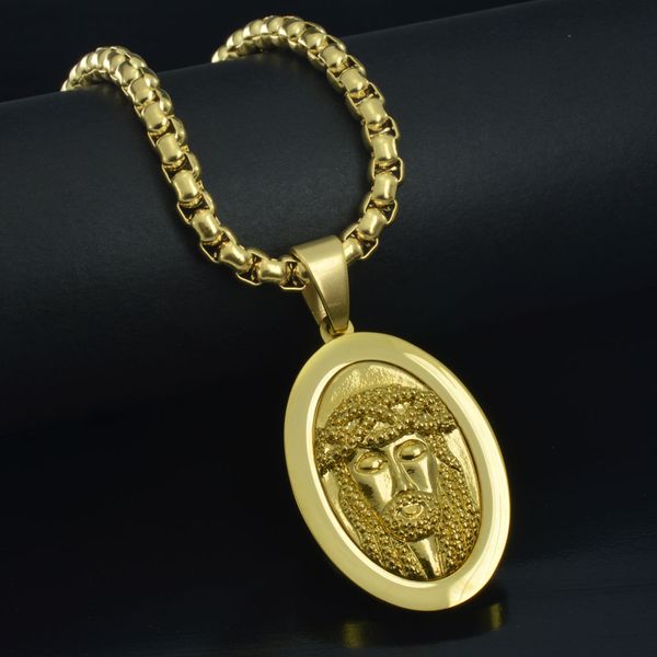 

men women 18k yellow gold filled the jesus pendant chain necklace n250, Silver