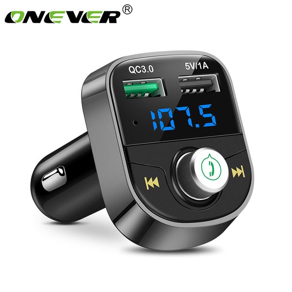 

onever bluetooth fm transmitter quick charger 3.0 car mp3 audio music player dual usb radio modulator car kit handsflac/ape