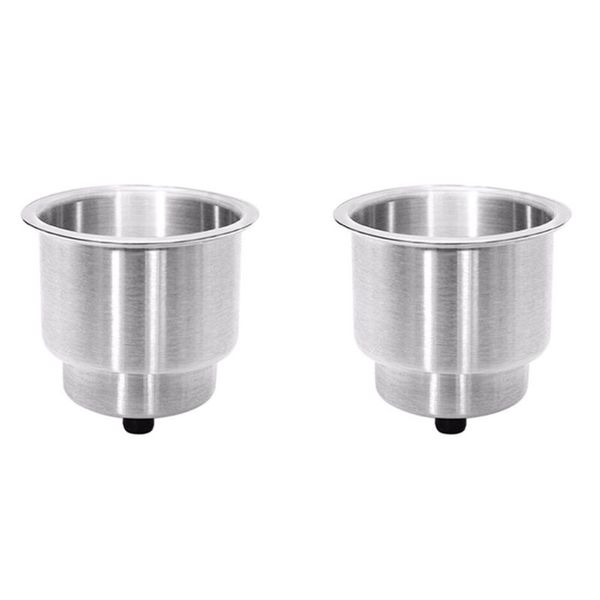 

2pcs recessed stainless steel cup drink bottle holder with drain marine for boat rv camper car truck two stage