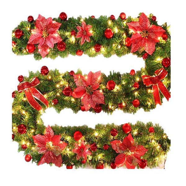 

2.7m/9ft artificial christmas fireplace garland wreath fake pine tree ornament fireplace ornament