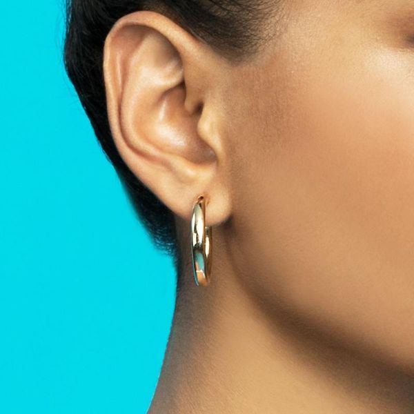 

2020 fashion 5*20mm thick small hoop earring gold silver ear pin classic 20mm hoop smooth polished circle european women jewelry, Golden