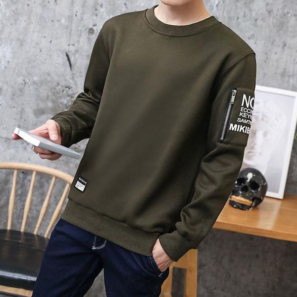 

autumn new men's round collar casual fashion clothes, Black