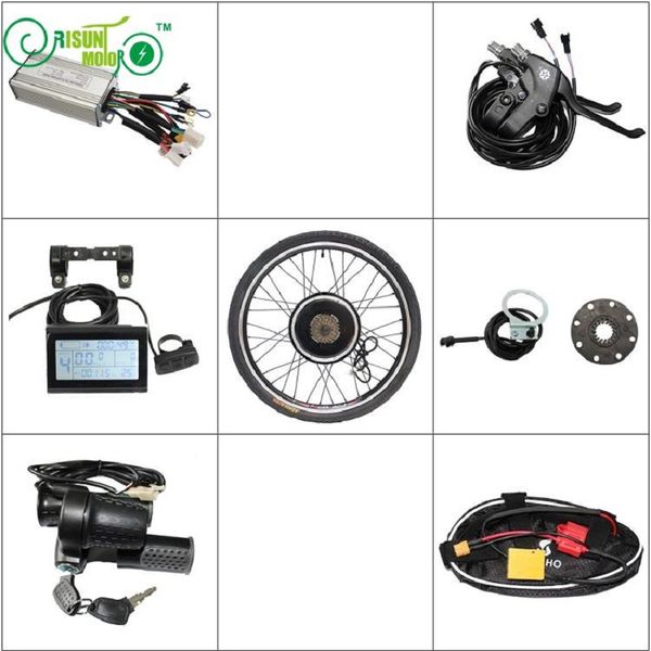 

gne ebike conversion kits 48v 1000w ebike motor wheel size 14"-29" lcd controller pas throttle brake lever
