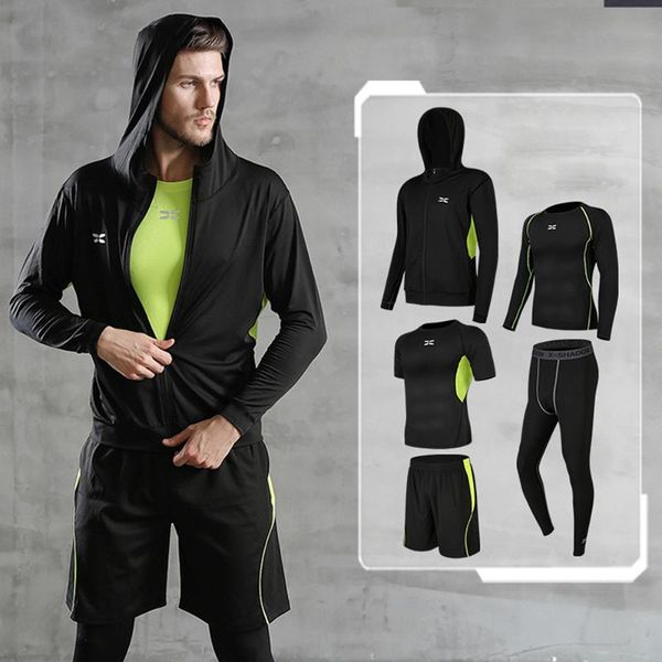 

2020 new style men's sportswear suit gym tights training suit men's sports jogging compression sports fitness running jogging, Black;blue