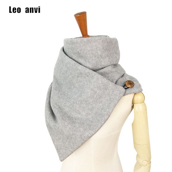 

leo anvi fashion brand designer scarves women men neck warmer soft mask solid with loop buttons mujer bufand femme t200407, Blue;gray