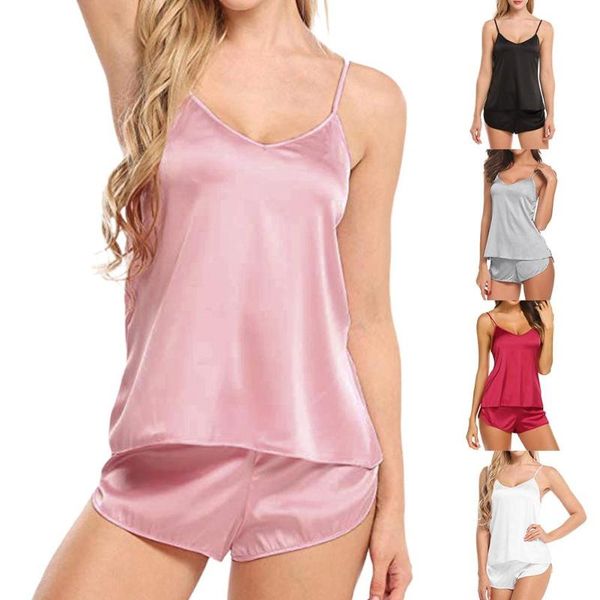 

o белье дама sexy кружево v-образный вырез без рукавов камзола сплошного цвета шорты пижама комплект пижама розового черный xl, Red;black